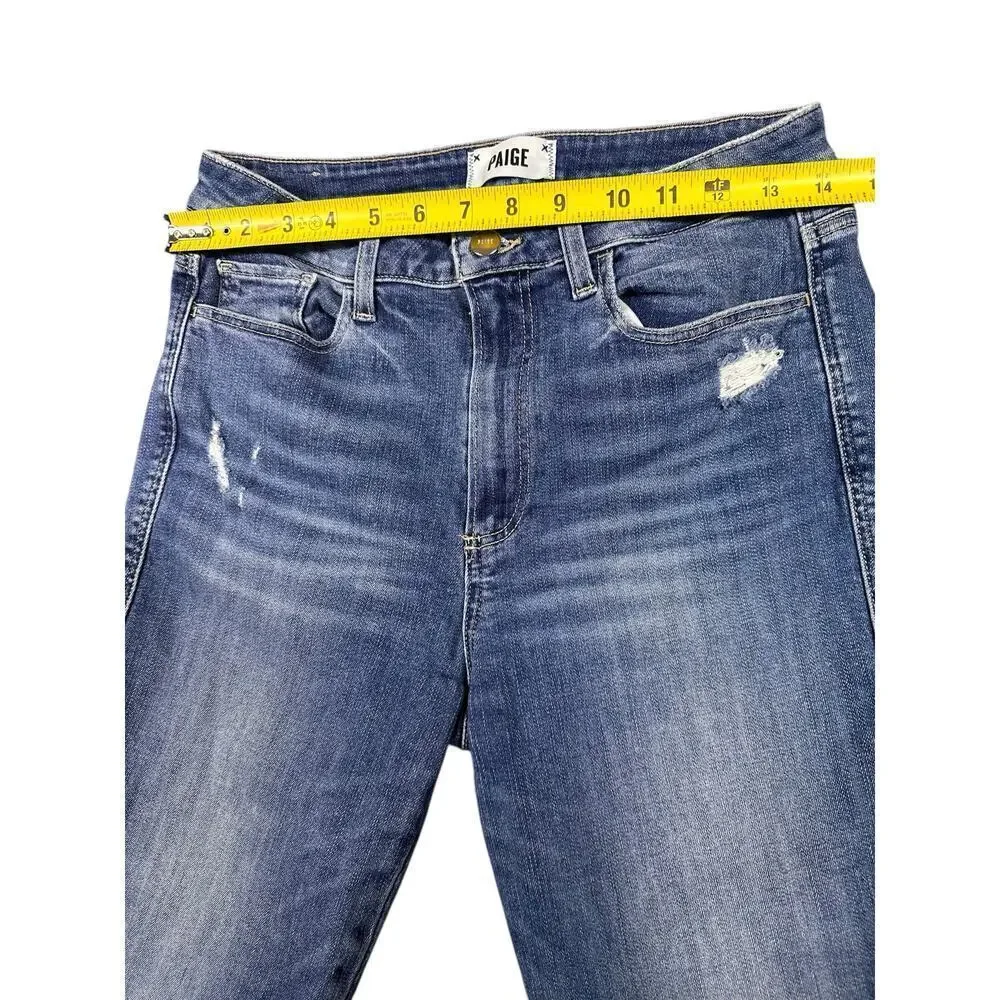 Paige Hoxton Ankle Skinny Jeans Size 30 Distressed Raw Hem Blue Denim